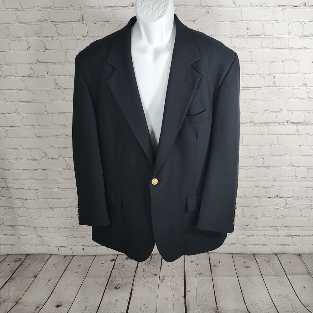 Hardwick Clothes Tailored In USA Navy Blue Lined Men's Sports Coat Size 44R
